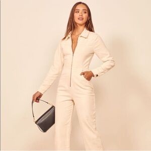 Reformation Aaron corduroy jumpsuit in bone NWOT